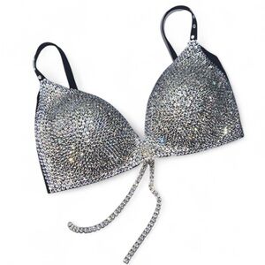 Crystal Diamond Sparkly Classic Glam Bling Wireless Bra Top All Sizes New
